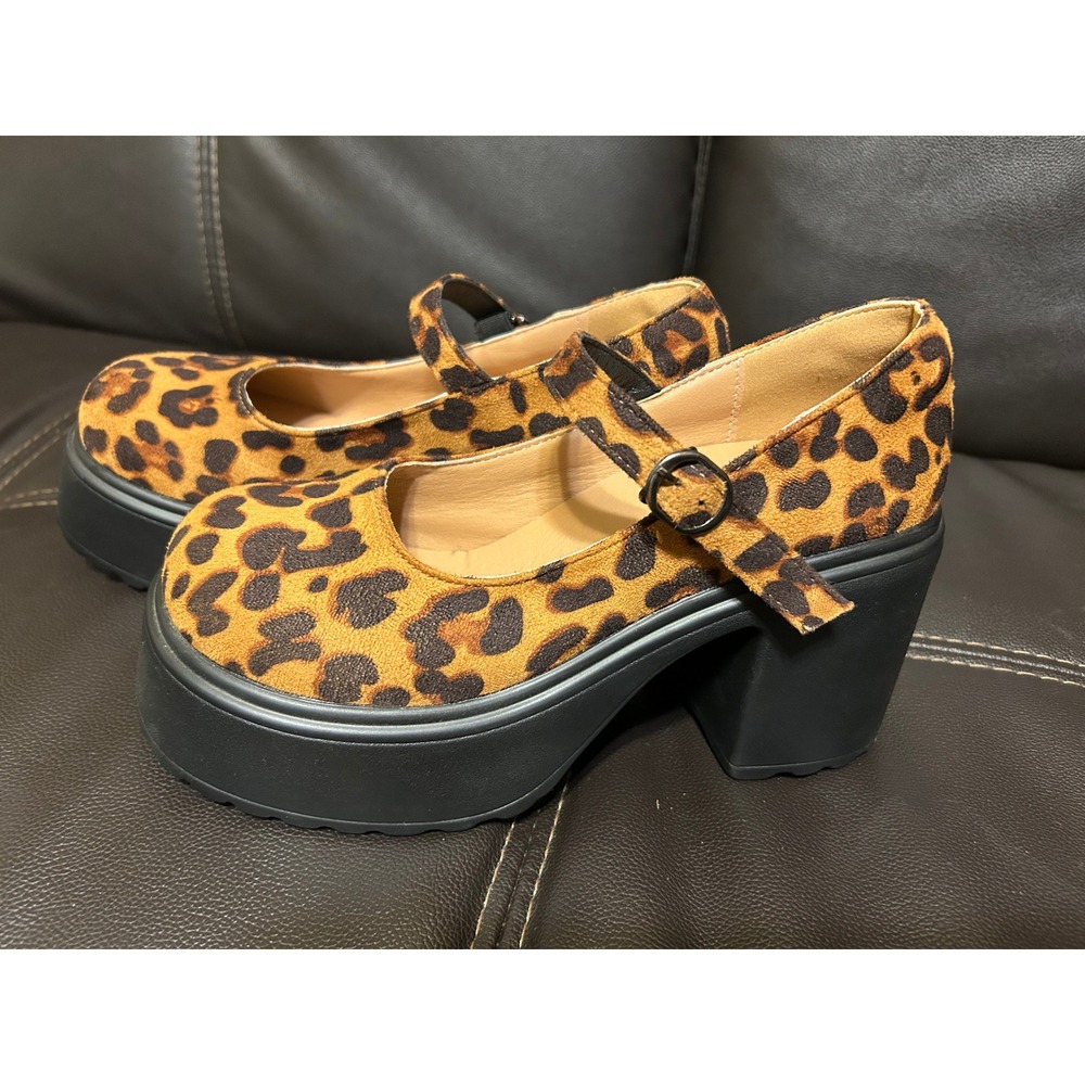 NWOT Leopard Print Chunky Sole Platform MaryJanes. Women's Size EU 39/US 8 - Picture 11 of 16